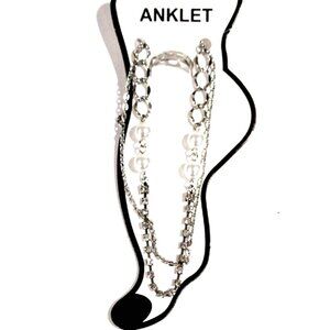 Silver-Tone Chain Anklet with Matching Toe Ring – Chic Layered Boho Jewelry Set